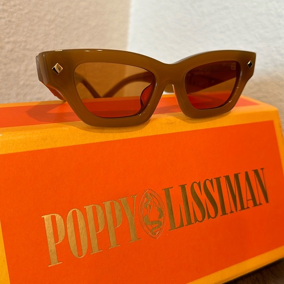 Poppy Lissiman Women's Ren Cateye Sunglasses in Camel REN CML 49-10 145 - Picture 2 of 9